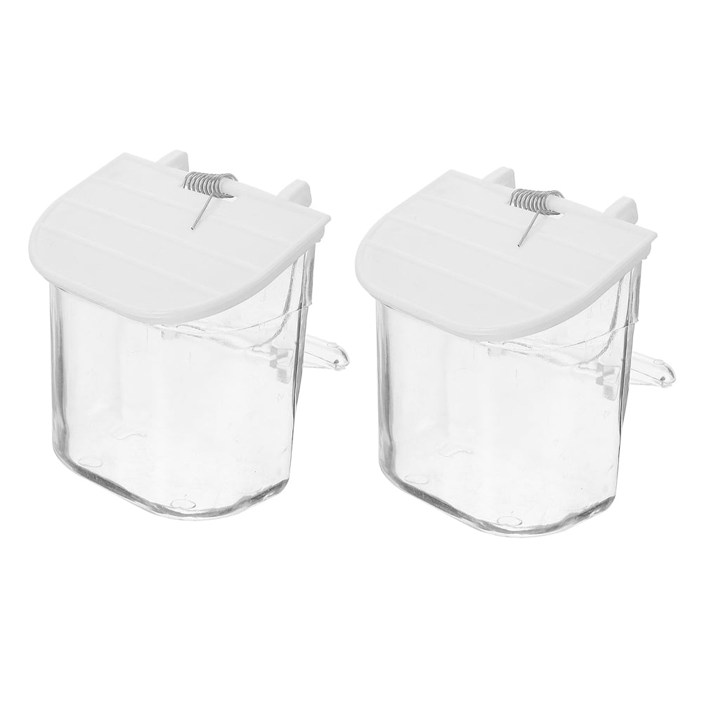ELAYARD 2Pcs Finch Cage Feeder White ABS Spillproof Cup for Bird Breeding Cage Lightweight Design