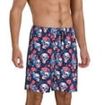 thumbnail image 2 of Kdxio Skull flower blue Print Mens Sleep Shorts Bottoms Soft Comfy Pajama Wear Pants with Drawstring Pockets, 2 of 5