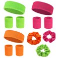 thumbnail image 1 of Juego de correas antisudor JM 3 uds para la frente 6 uds muñequeras 3 uds correas fluorescentes, 1 of 5