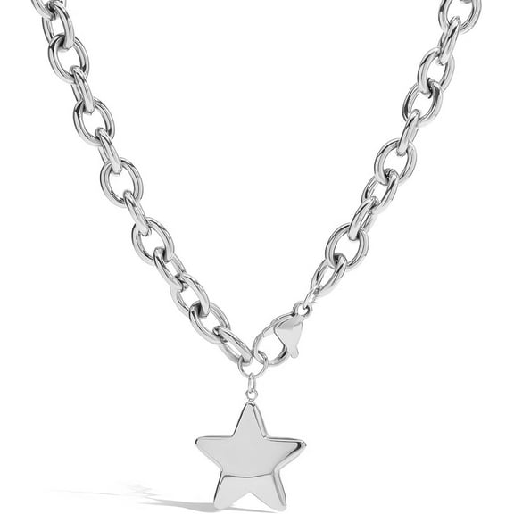 Chunky Star Choker Necklace for Women Trendy Thick Chain Pendant Jewelry