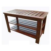 Offex Handcrafted Solid Mahogany Wood Michaela Shoe Bench
