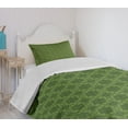 thumbnail image 4 of Ambesonne Sage Quilted Bedspread Set 2 Pcs, Mandala Geometrical Floral, Twin Size, Fern Green Olive Green, 4 of 6