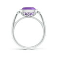thumbnail image 2 of ANGARA Natural Bezel Set Cushion 3.1 ct Amethyst Ring with Milgrain Detailing in 14K White Gold for Women (Size-9mm) | February Birthstone, Anniversary, Jewelry Gift for Women | Natural Amethyst Ring, 2 of 9