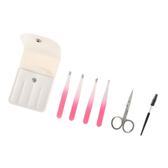 Vocoste 1 Set Women Durable Eyebrow Tweezer Kit for Bathroom Travel Hotel Pink