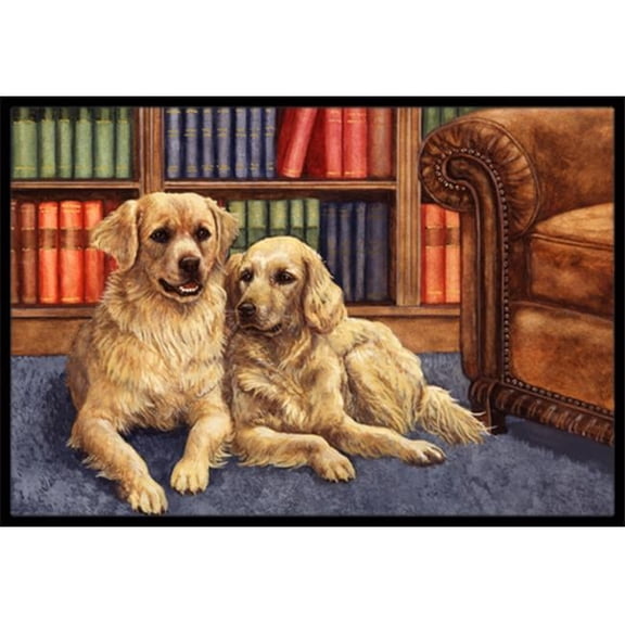 Golden Retrievers in the Library Indoor or Outdoor Mat- 24 x 36