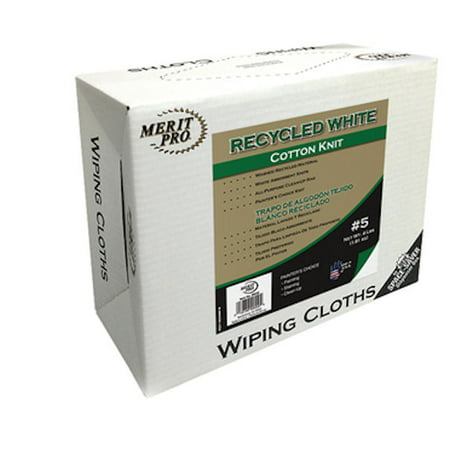MERIT PRO 99550 #5 4 lb Box Recycled White Cotton Knit Wiping (Best Wipe Warmer For Cloth Wipes)