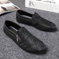 thumbnail image 2 of Business Daily Leather Moccasin Shoes Quick Side Zipper Lightweight Comfort Walking Sneakers, 2 of 6
