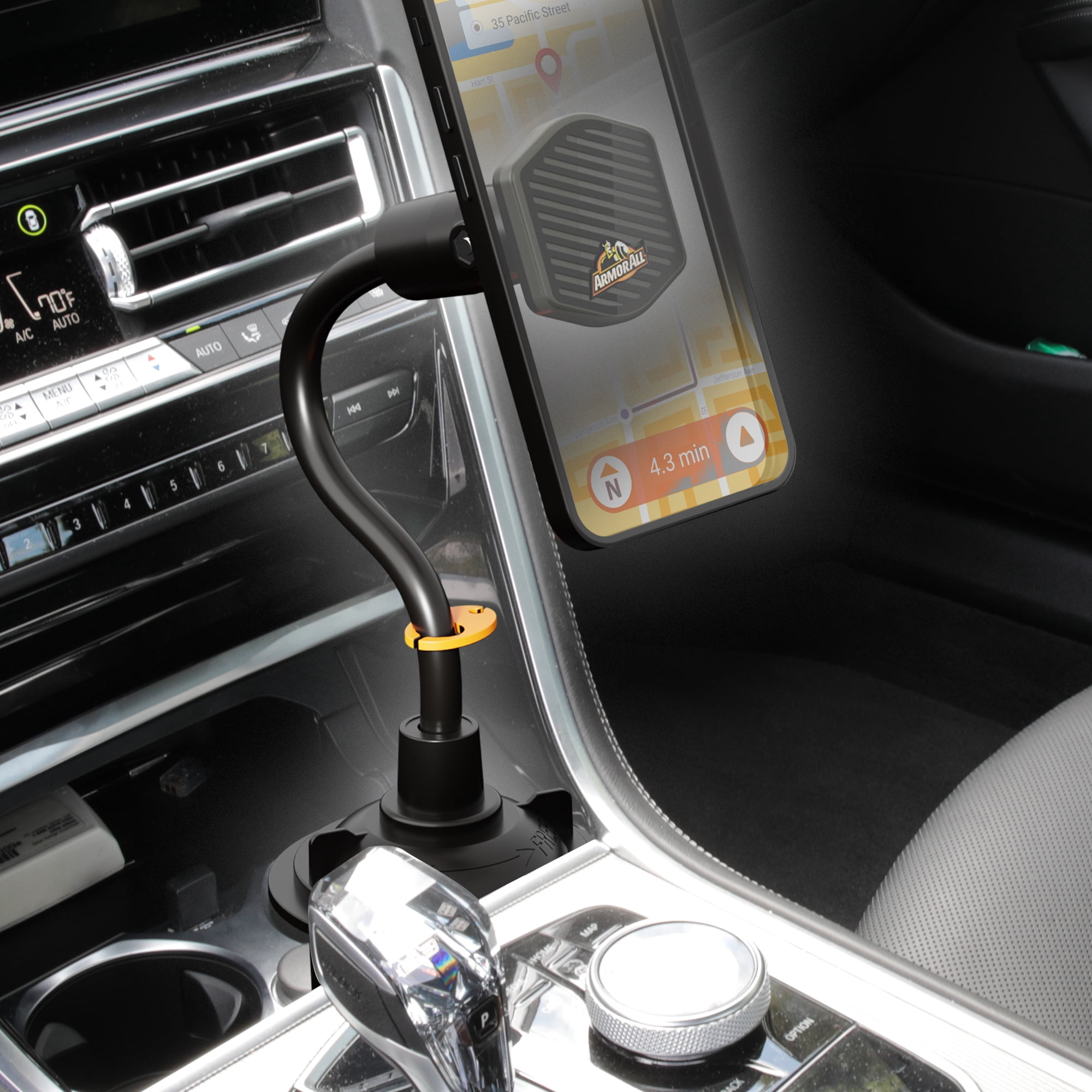 Armor All Universal Magnet Phone Mount With Gooseneck Cupholder, Turns 360 Degrees, Twist to Lock, Magnetic Strong Plate