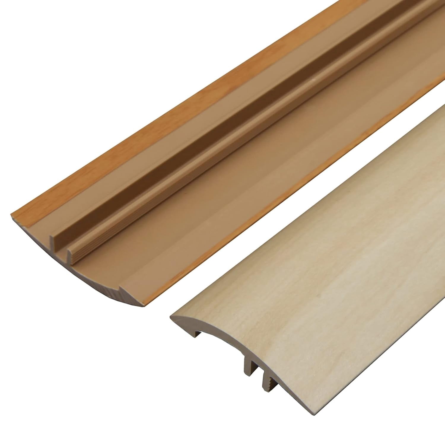 Floor Transition Strip Wood to Tile, Self Adhesive PVC Plastic Threshold Reducer Step Down 3/4 Inch for Vinyl Flooring Uneven Floors, Carpet Edge Trim Molding