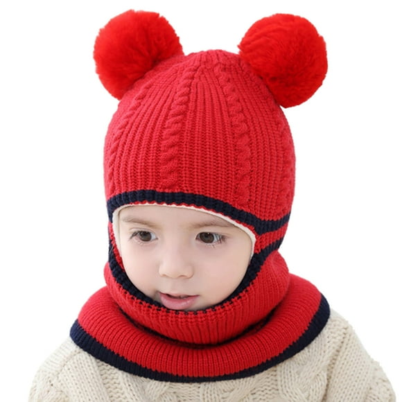 2025 Windproof Hat Thick Kids Flat Hats Baby Caps Warm Ski Toddler Captains Hat Scarf Hat Kids Hood infant Pool Hat Knitted Cycling Winter Thermal Earflap Toddler Kids Hat