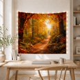 thumbnail image 5 of Autumn Forest Path with Sunlit Trees and Mossy Rocks, Serene Rustic for Nature Lovers, Woodland Wall Decor, Mother's Day Gift, Tapestry Wall Hanging for Bedroom and Living Room, 5 of 7
