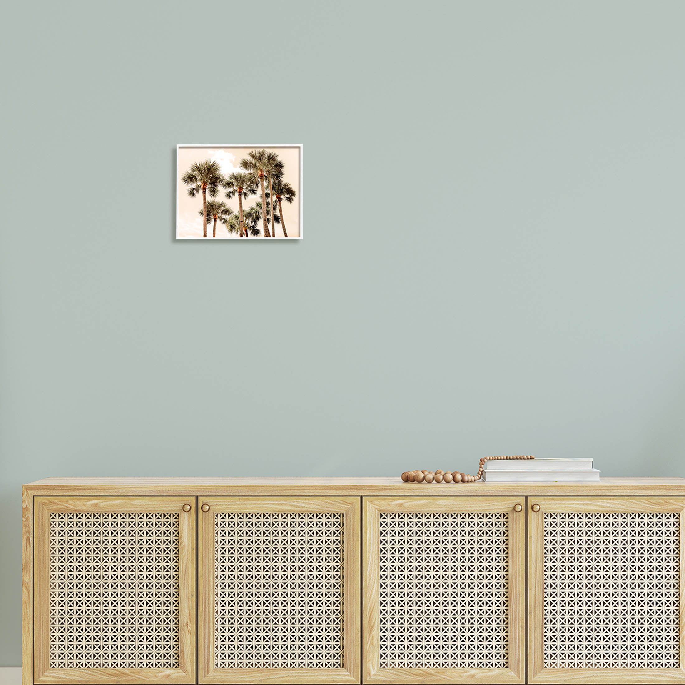 Summer Palm Trees Sky Landscape Photograph White Framed Art Print Wall Art