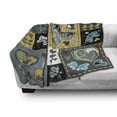 thumbnail image 3 of Vintage Soft Flannel Fleece Throw Blanket, Dark Textured Ornament Heart and Butterfly Motif in Mix Retro Design, Cozy Plush for Indoor and Outdoor Use, 50" x 60", Multicolor, by Ambesonne, 3 of 6