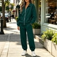 thumbnail image 4 of MexChoioe Womens Soft Solid Color 2 Piece Tracksuit Stand Collar Full Zip Sweatshirt and Jogger Pants Streetwear Sports Outfit Set for Womens, 4 of 7