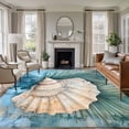 thumbnail image 2 of Shell Palm Leaf Large Area Rugs 6x9 ft Ocean Conch Blue Retro Background Washable Rug Non Slip Indoor Carpet Absorbent Floor Mat for Living Room Bedroom Dining Room, 2 of 9