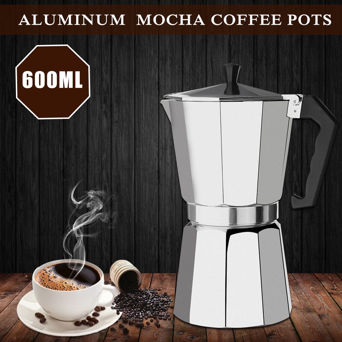 600ML Aluminum 12 Cup Coffee Moka Pot 