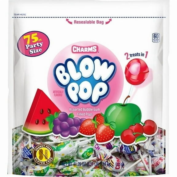 Charms Blow Pop, Assorted Flavored Lollipops, 41.25 oz
