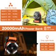 thumbnail image 2 of Ventilador de camping con luz KITWLEMEN Batería recargable de 20000 mAh, 2 of 7