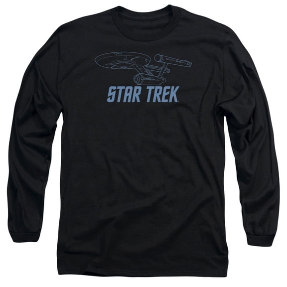 Star Trek Enterprise Outline Long Sleeve Adult 18/1 T-Shirt Black