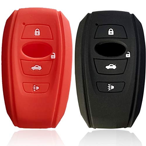Dobrev Keyless Remote Smart Key Case Colorful Skin Protector Entry Fob Cover for 2019-2020 Subaru Forester, Impreza, Outback, WRX, BRZ, XV Crosstrek 4 Button (Black and red)