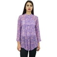 thumbnail image 3 of Phagun Women's Purple Floral Digital Printed Georgette Casual Tunic Top Wear-4, 3 of 8