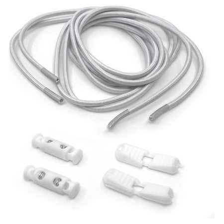 Shoe Gear Why Tie Fast-Lock Laces for Men and Women, Polyester, White, One Size