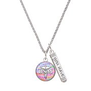 Delight Jewelry Silvertone Domed Multi Color BSM Silvertone Live the Life You Have Imagined Bar Charm Necklace, 23"
