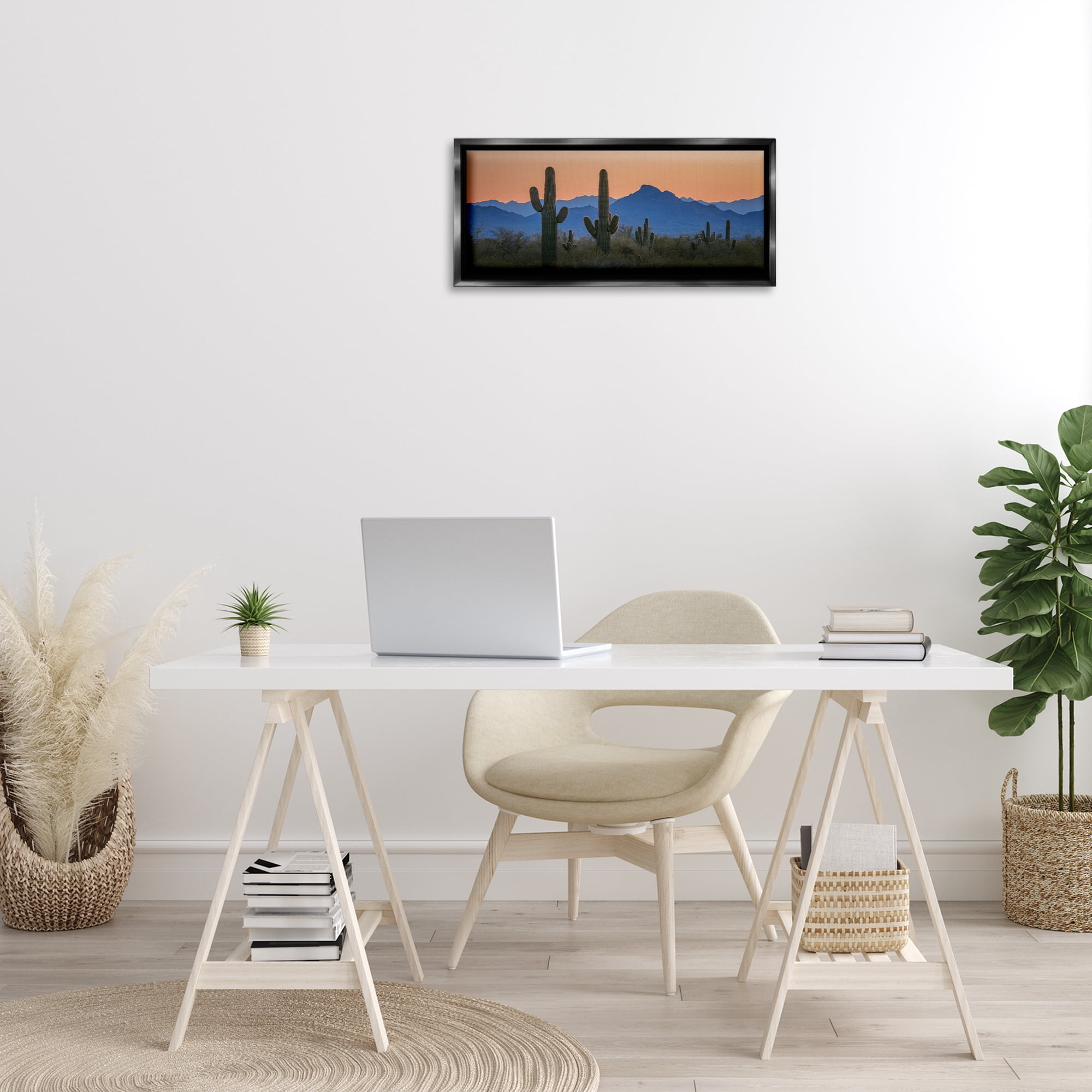 Stupell Industries Contrasting Desert Sunset Landscape & Nature Photography Black Floater Framed Canvas Art Print Wall Art, 25 x 11