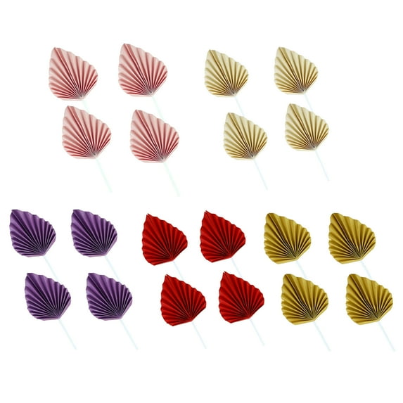 Dream Lifestyle 4 Set Boho Cake Toppers,Pink Palm Leaves Cake Decor