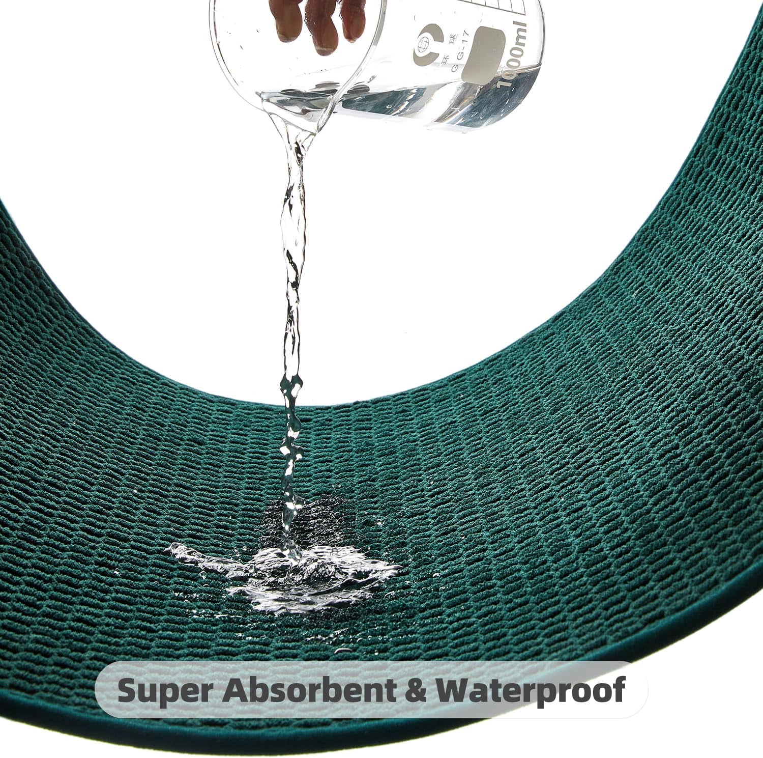 Bathroom Rugs Non Slip Washable, Super Absorbent Thin Bath Mat Quick Dry Low Pile Bathroom Rug, Dark Green 24"x47"