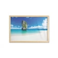 thumbnail image 1 of Island Wall Art with Frame, Big Tall Poda Cliff Rock in the Sea in Coastline Exotic Vacation Scene, Printed Fabric Poster for Bathroom Living Room, 35" x 23", Blue White Cream, by Ambesonne, 1 of 2