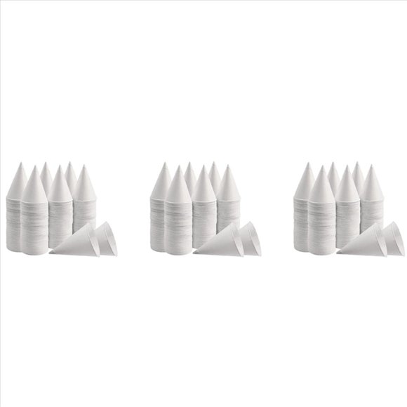 White Paper Cone Cups, Snow Cone Cups,Coated Leakproof Cone Paper Cups for , Shaved Ice, Water 600Pcs