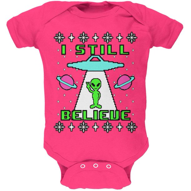 Alien I Still Believe Ugly Christmas Sweater Soft Baby One Piece Hot Pink 0 3 M Walmart Com Alien I Still Believe Ugly Christmas Sweater Soft Baby One Piece Hot Pink 0 3 M Walmart Com