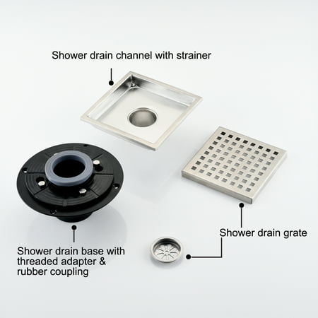 

Electronn 6 Inch Square Shower Floor Drain
