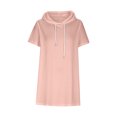 thumbnail image 4 of Timegard Summer Tops for Women Short Sleeve Hoodies Solid Color Loose Comfy Casual Pullover Tops Pockets, 4 of 8