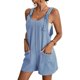 thumbnail image 1 of Mono de verano para mujer, pantalones cortos con tirantes, informales, cómodos, de Color liso, con bolsillos, sin mangas, 2023, 1 of 4
