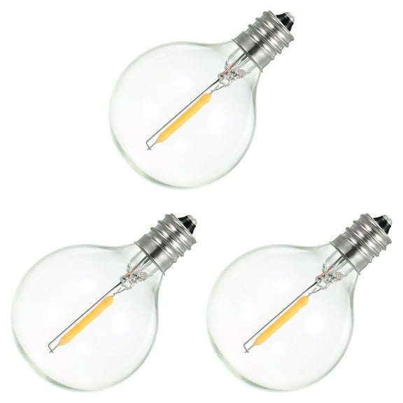 Leyfeng AC110-120V 1W G40 Replacement Light Bulbs 3Pack E12 Screw Base Glass Globe Bulbs for String Light Indoor Outdoor Patio Decor Warm White