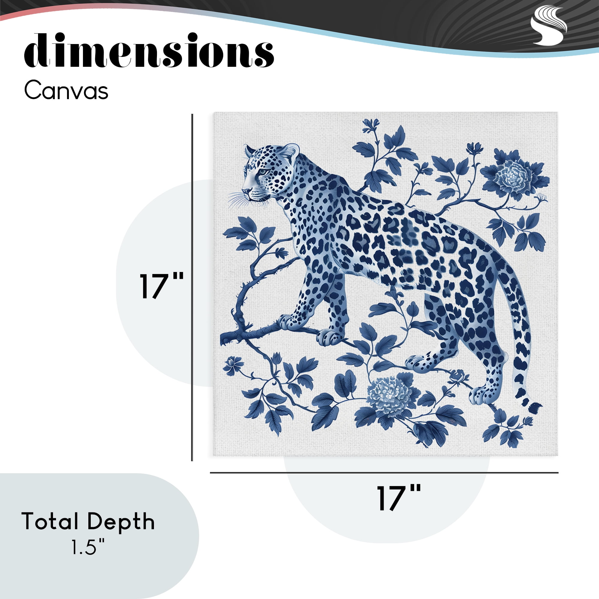 Traditional Ornate Floral Leopard Canvas Wall Art, design by Lettered and Lined