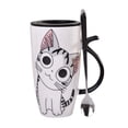 thumbnail image 1 of Gato lindo taza de café de cerámica, tazas de gato con tapa, taza de té de café de cerámica con tapa, 1 of 7