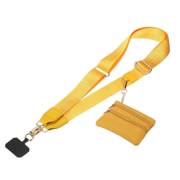 Uxcell Clip and Go Strap with Wallet, Adjustable Phone Strap with Zippered Wallet, Mustard Yellow