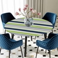 thumbnail image 5 of Elastic Fitted Round Tablecloth, Green Gray Striped Waterproof Stretch Table Cover for 55"-60" Tables, Farmhouse Stripes Modern Abstract Art Washable Outdoor Tablecloths for Patio, Picnic, Camping, 5 of 9