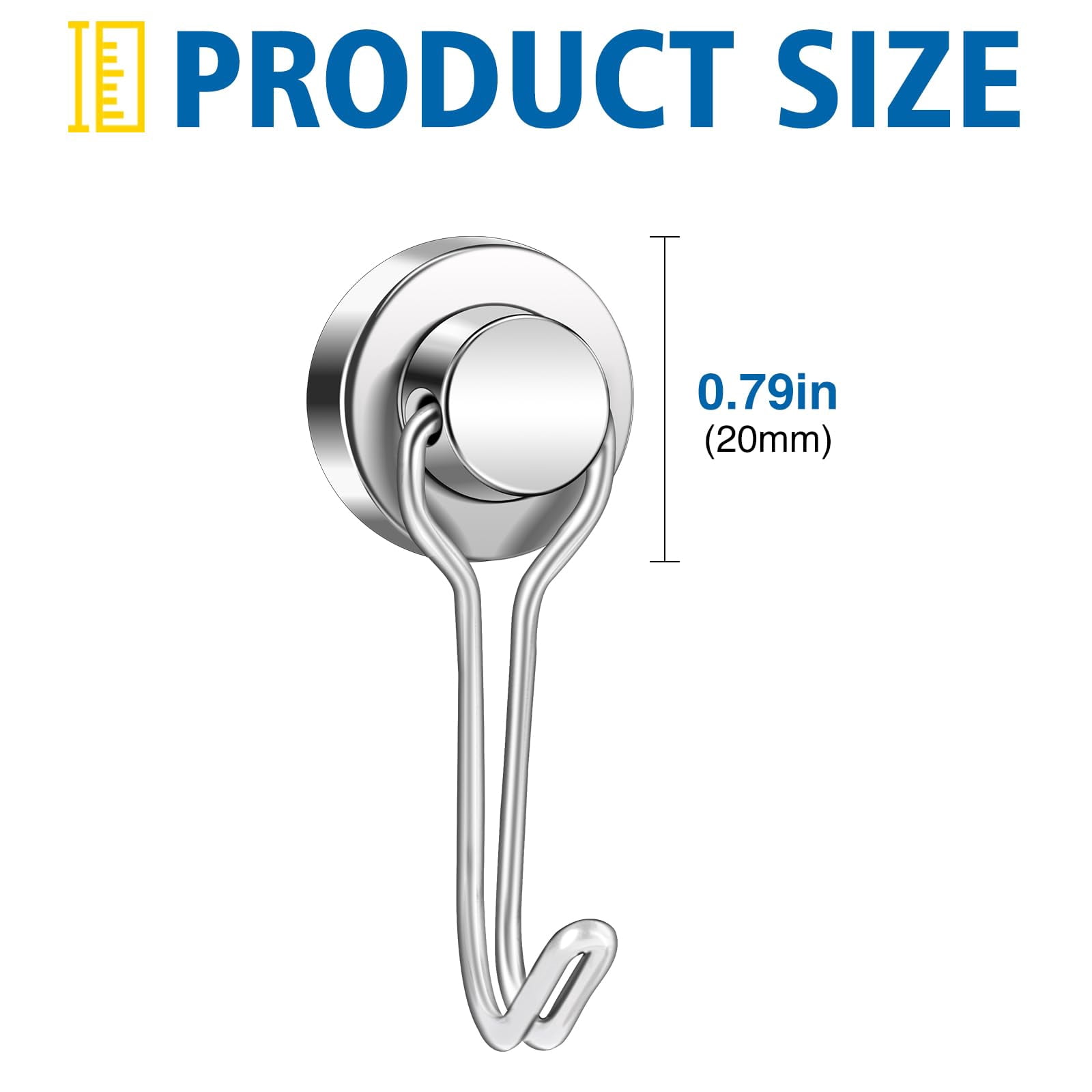 40LB Upgraded Swivel Magnetic Hooks, 2.44In Neodymium Magnets for Refrigerator, Strong Holding for Vertical & Horizontal Surfaces (Black, 8PC)