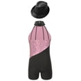 thumbnail image 2 of TiaoBug Kids Girls Sequin Jazz Dance Outfit Sleeveless Short Biketard Gymnastics Leotard with Sequin Hat Pink&Black 6, 2 of 7