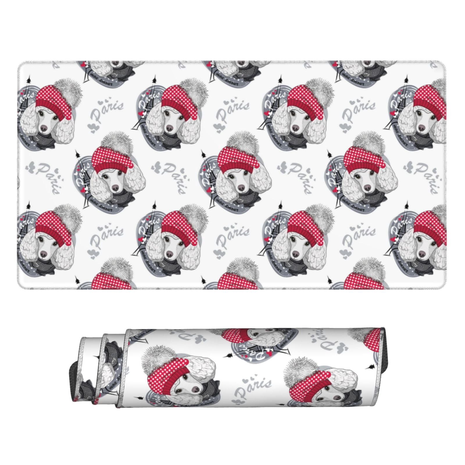 Kdxio Cute Poodle Dog Print Large Gaming Mouse Pad,Non-Slip Base,Water Resist Keyboard Pad for Gamer,Office & Home,29.5 x 15.8 in