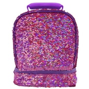 Fashion Kid's Rainbow Sequins Dual Compartment Insulated Reusable Lunch Bag for Girls