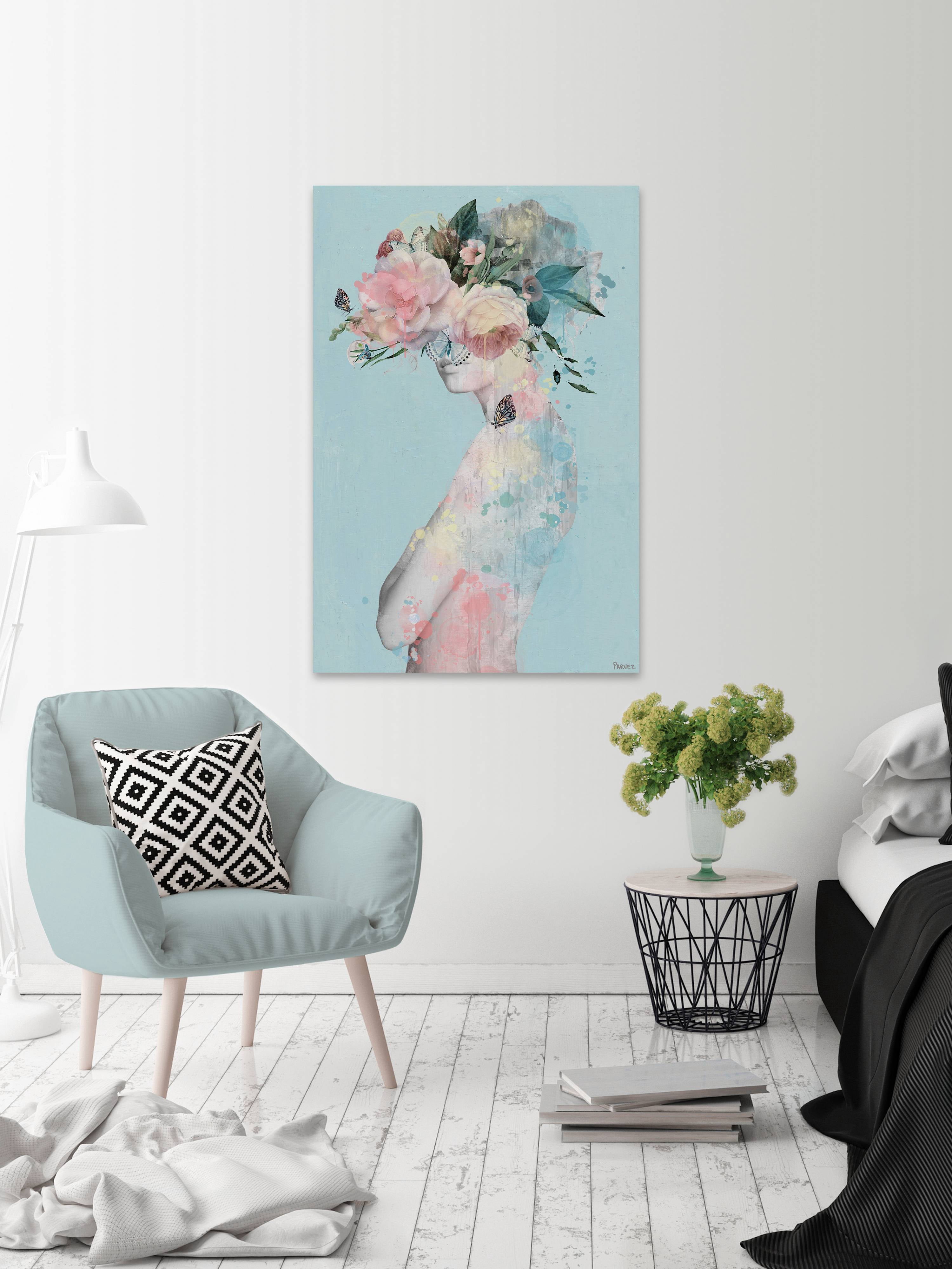 Parvez Taj Flower and Butterflies Canvas Wall Art
