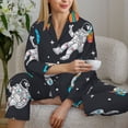 thumbnail image 6 of Kdxio Space Women's Pajama Sets Long Sleeve Button Down Sleepwear Nightwear Soft Pjs Lounge Sets-X-Large, 6 of 7