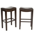 thumbnail image 4 of GDF Studio Jaeden 30.3" Faux Leather Backless Bar Stools, Set of 2, Brown, 4 of 6