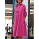 thumbnail image 3 of Vestido Zhyaj Boho Summer Maxi Rosa con cuello en V y manga larga para mujer, 3 of 6