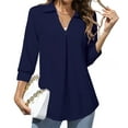 thumbnail image 2 of European Textured Chiffon Shirt 2025 Spring Layered Ruffle Blouse for Office Wear, Business Casual Tops with Button Detail & Roll-Up Sleeves (, Blue 1 New European And American Temperament Chiffon, 2 of 8